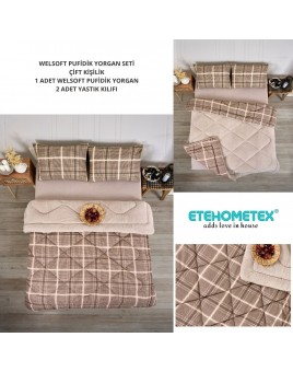 ETE HOMETEX ÇİFT KİŞİLİK LÜX WELSOFT YORGAN SETİ 195X215CM SAFİR BEJ 8696474231947